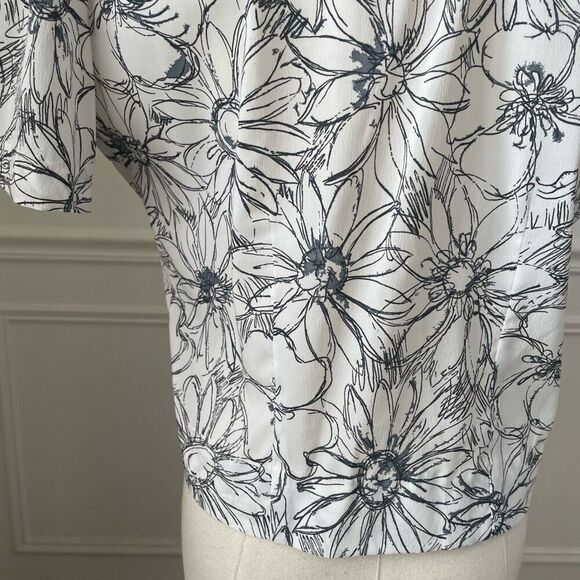 Vintage 70s Cropped Blouse Neck Tie Sketch Floral S - Picture 8 of 8
